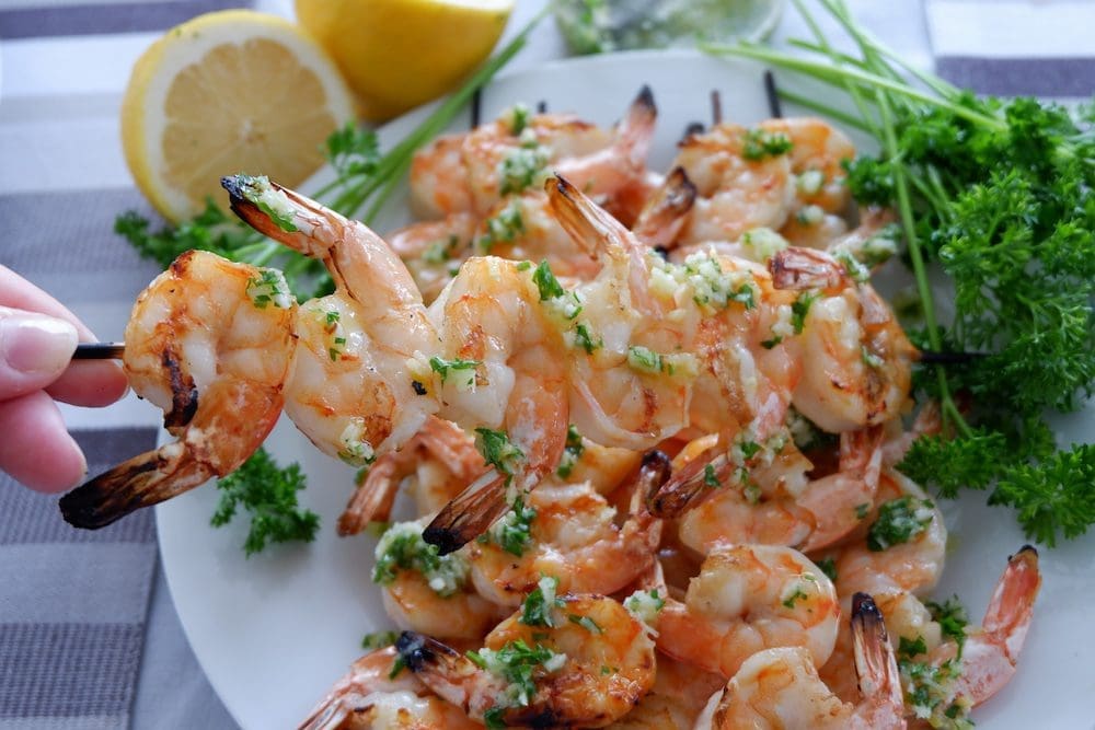 Garlicky Grilled Shrimp Skewers