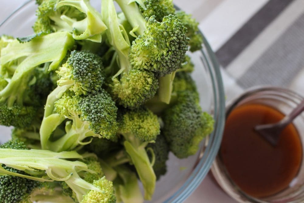 grilled broccoli with chili sauce