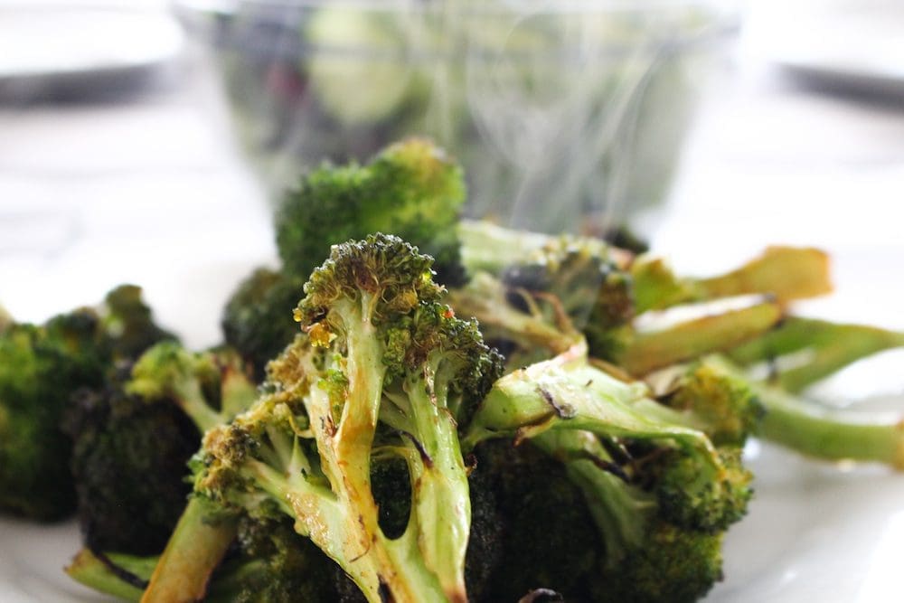 grilled broccoli with chili sauce
