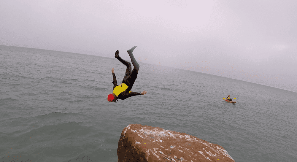 Cave Swimming in Magdalen Islands